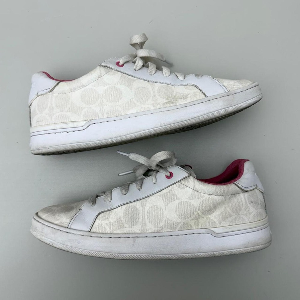 Coach trainers Low Top Sneakers in Signature Canvas Size 10B  white petunia pink